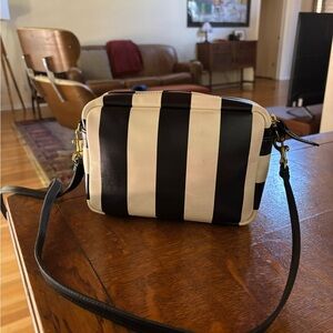 Clare V. Striped Black and White Crossbody Bag